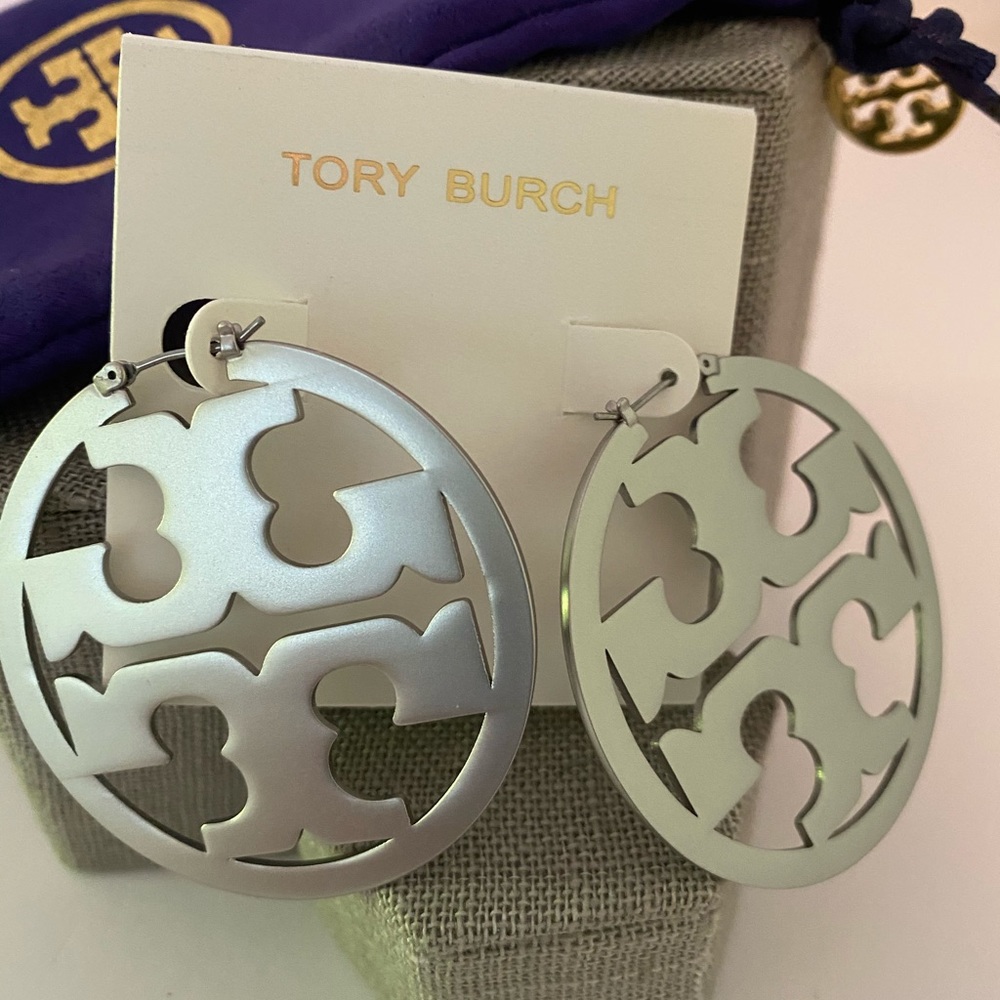 Tory Burch Silver Miller Hoops